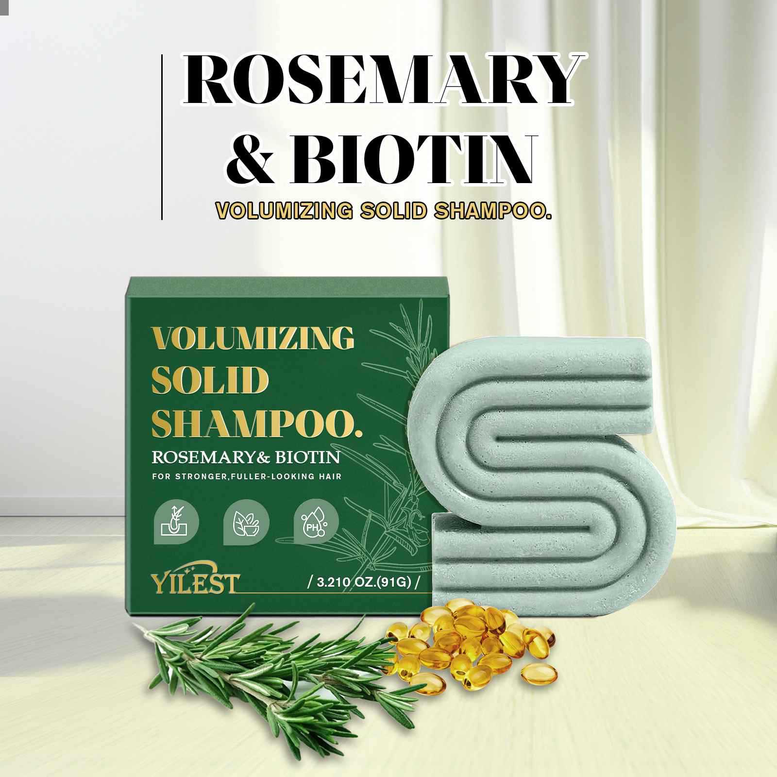 Rosemary Shampoo Soap for Hair Moisturizing and Deep Cleaning
